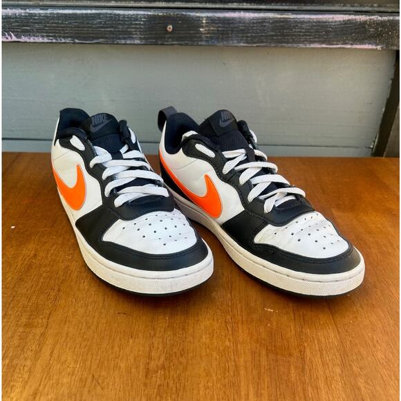 Nike Court Borough Low 2 White Black Orange Youth Size 5Y Sneakers - Picture 4 of 9